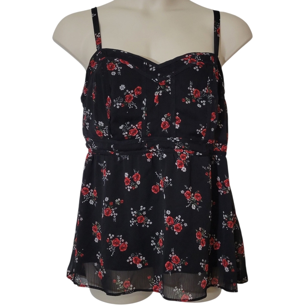 Torrid Black Floral Print Cami Top Plus Size 1x